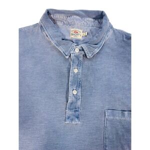FAHERTY Men's XL Faded Sky Blue Slub Knit Pocket Polo Shirt Short Sleeve
